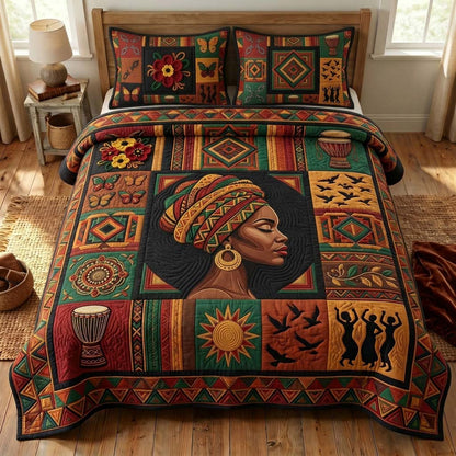 Ancestral Patch 3-Piece Quilted Bedding Set GDTONTD489