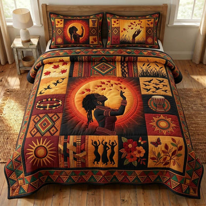 Sunrise Spirit 3-Piece Quilted Bedding Set GDTONTD490