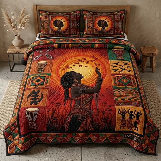 Golden Ritual 3-Piece Quilted Bedding Set GDTONTD492