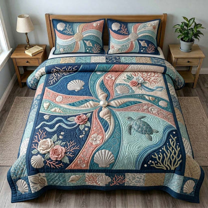 Pearl Tide 3-Piece Quilted Bedding Set GDTONTD501