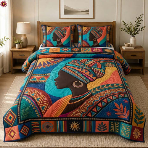 Vibrant Afro Muse 3-Piece Quilted Bedding Set GDTONTD526