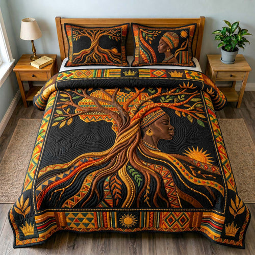 Golden Roots Heritage 3-Piece Quilted Bedding Set GDTONTD531