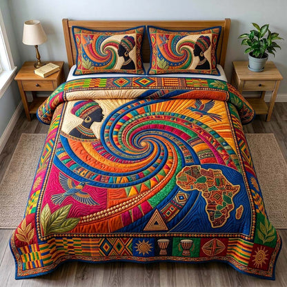 Rainbow Ancestry Spiral 3-Piece Quilted Bedding Set GDTONTD532
