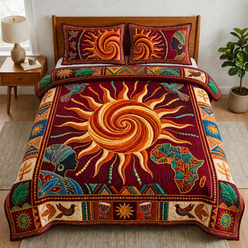 Solar Heritage Queen 3-Piece Quilted Bedding Set GDTONTD533