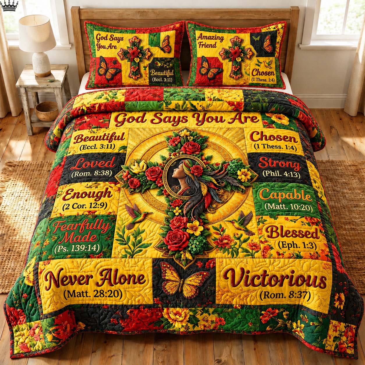 God Says You Are 3-Piece Quilted Bedding Set GDTONTD585