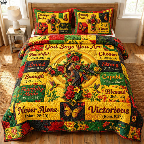 God Says You Are 3-Piece Quilted Bedding Set GDTONTD585