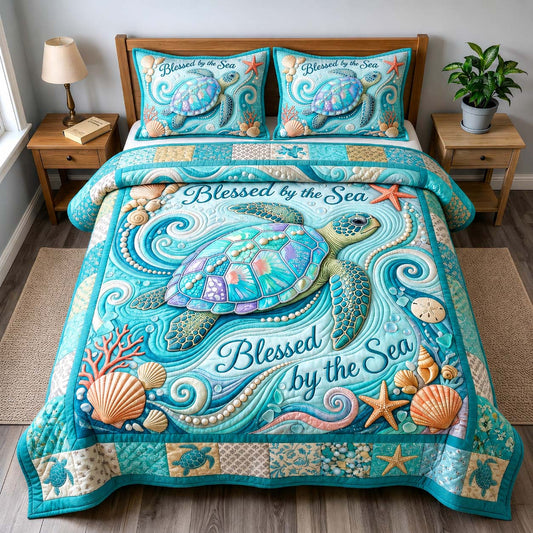 Blessed by the Sea 3-Piece Quilted Bedding Set GDTONTD594