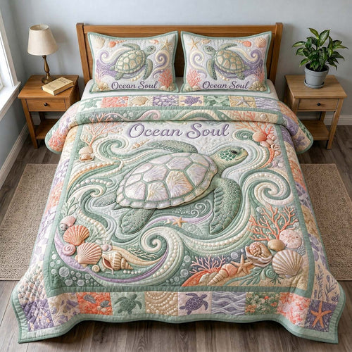 Soft Ocean Soul 3-Piece Quilted Bedding Set GDTONTD597