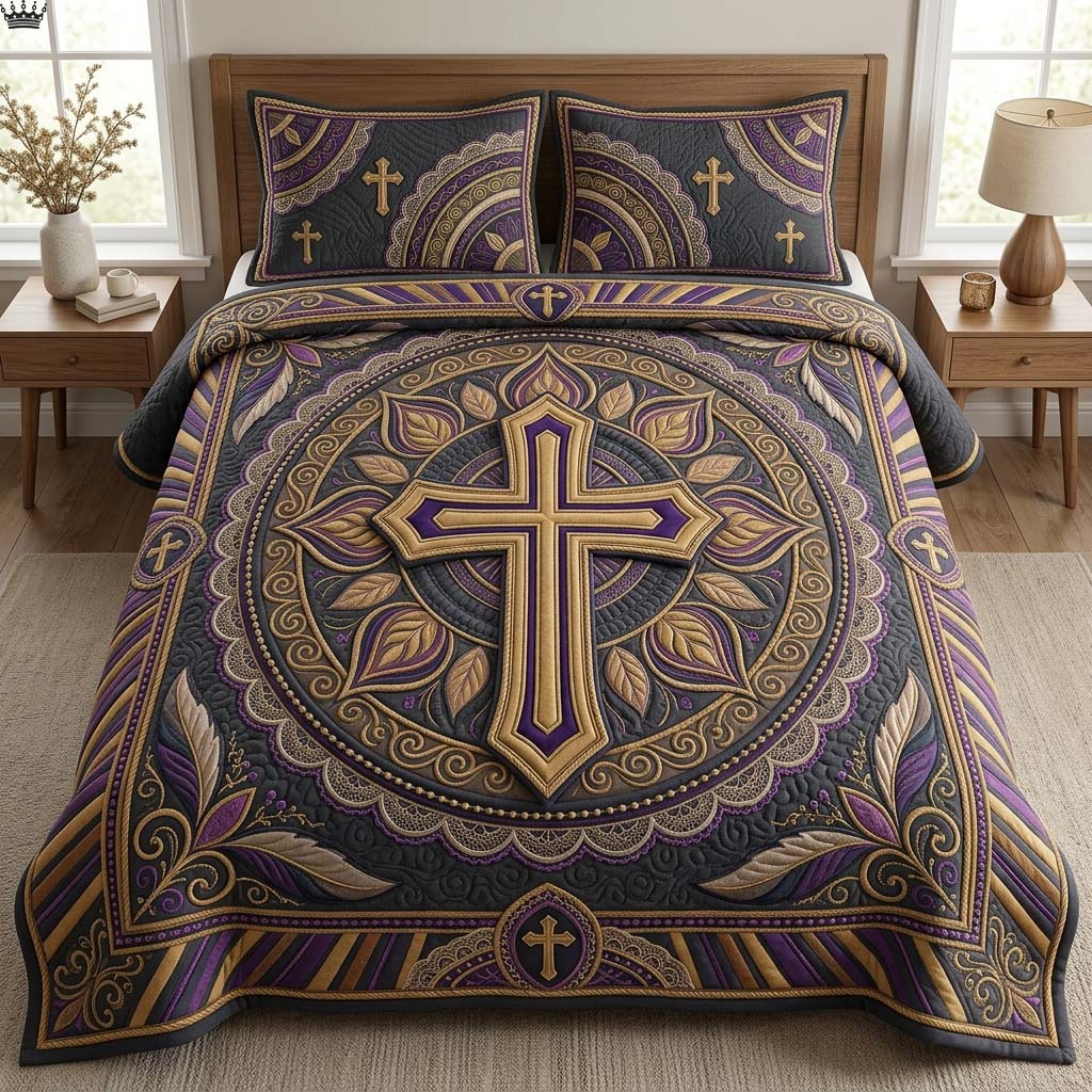 Royal Cross Grace 3-Piece Quilted Bedding Set GDTONTD628