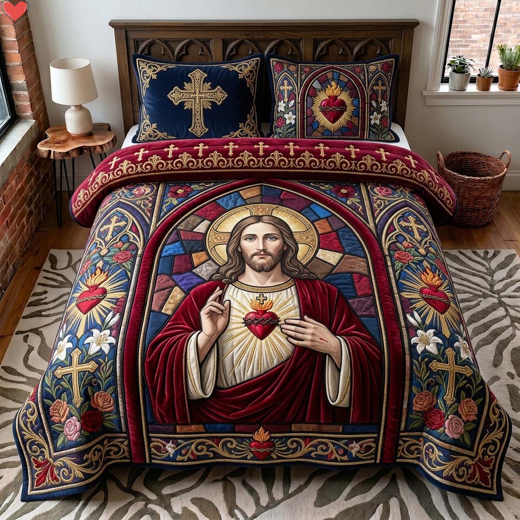 Cathedral Sacred Heart 3-Piece Quilted Bedding Set GDTONTD659