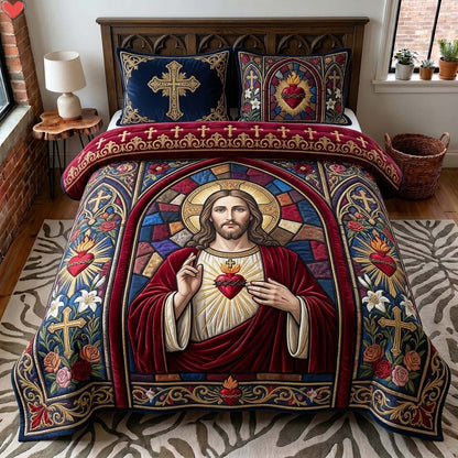 Cathedral Sacred Heart 3-Piece Quilted Bedding Set GDTONTD659