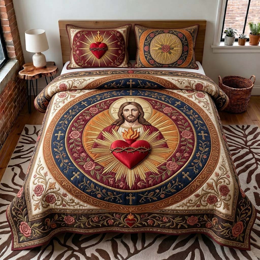 Radiant Heart Devotion 3-Piece Quilted Bedding Set GDTONTD660