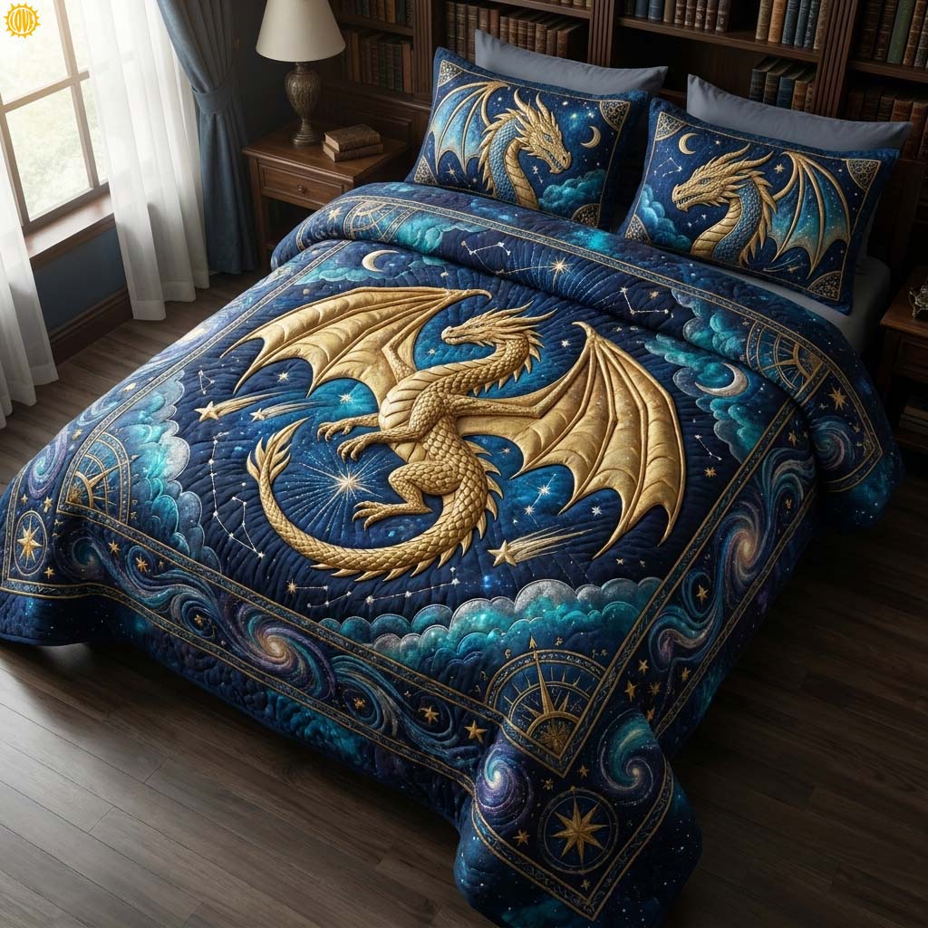 Astral Dragon 3-Piece Quilted Bedding Set GDTONTD694