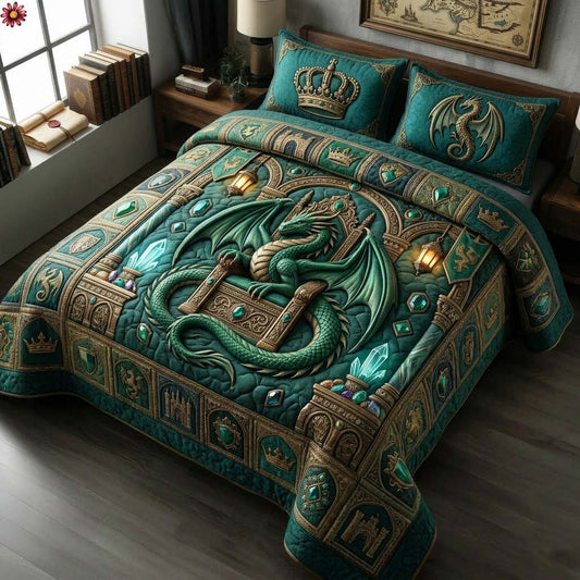 Emerald Throne 3-Piece Quilted Bedding Set GDTONTD695