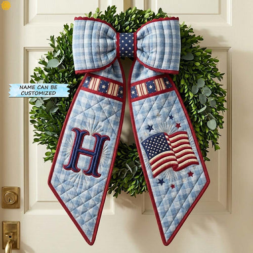 Patriot Gingham Quilted Wreath Sash QTCUZ GDTONTD701