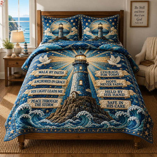 Faith Lighthouse 3-Piece Quilted Bedding Set GDTONTD726
