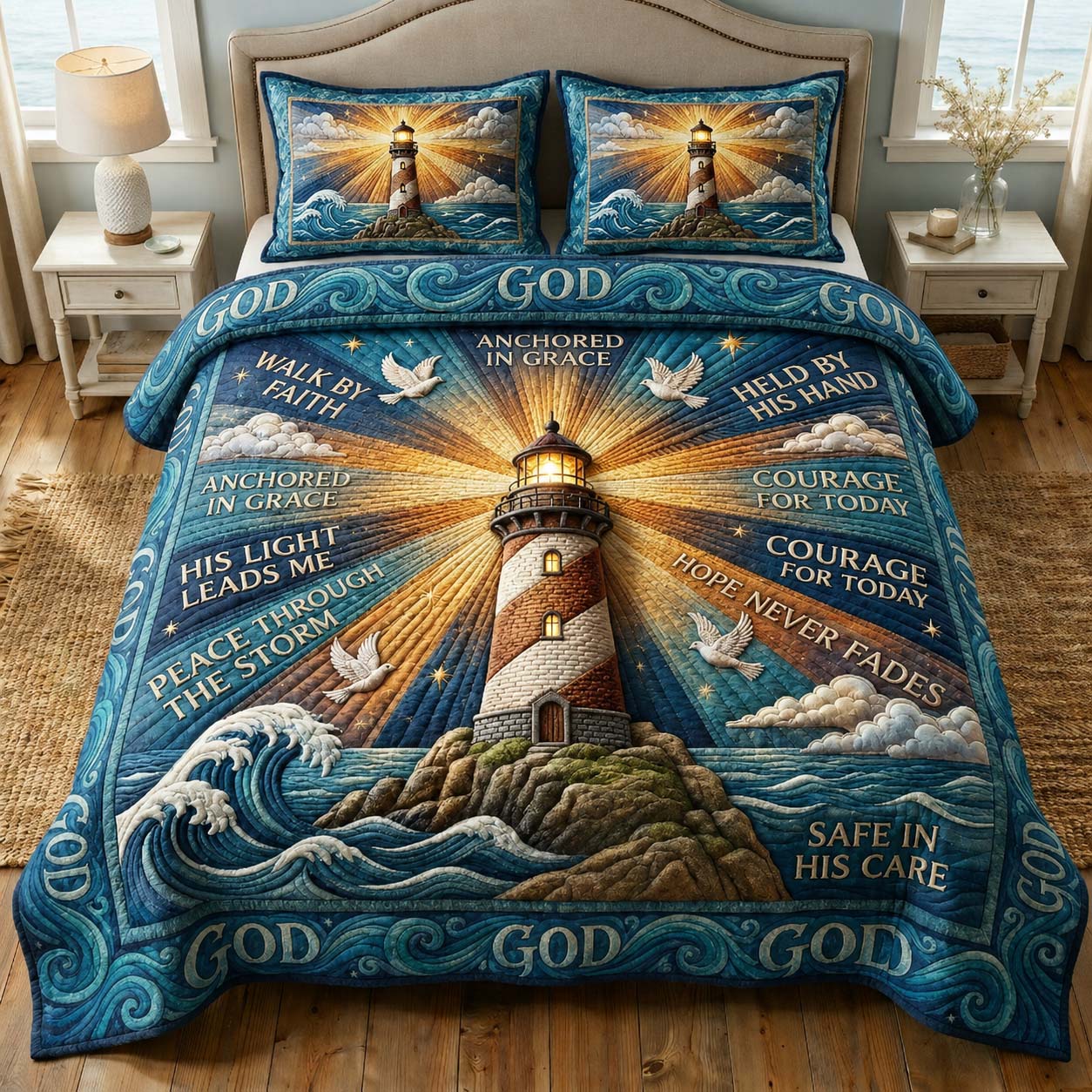 Guiding Light 3-Piece Quilted Bedding Set GDTONTD728