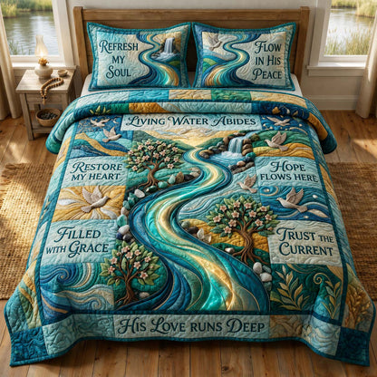 Living Water 3-Piece Quilted Bedding Set GDTONTD731
