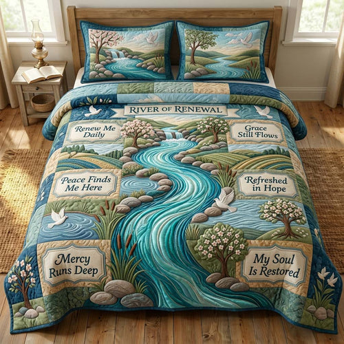 Renewal River 3-Piece Quilted Bedding Set GDTONTD732