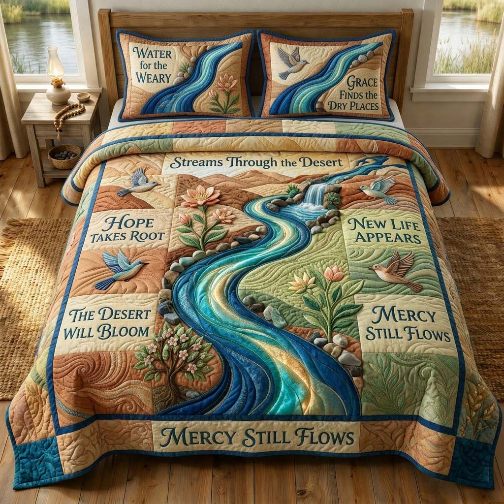 Mercy Streams 3-Piece Quilted Bedding Set GDTONTD735