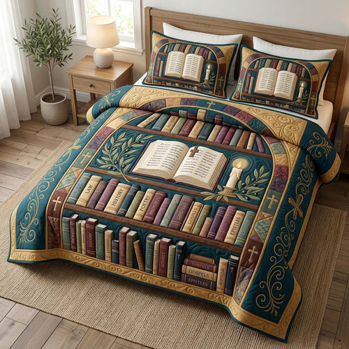 Scripture Library 3-Piece Quilted Bedding Set GDTONTD736