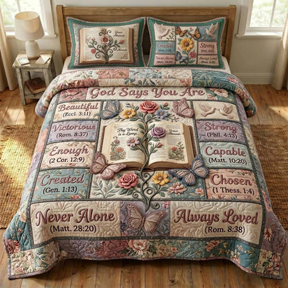 God Says 3-Piece Quilted Bedding Set GDTONTD738