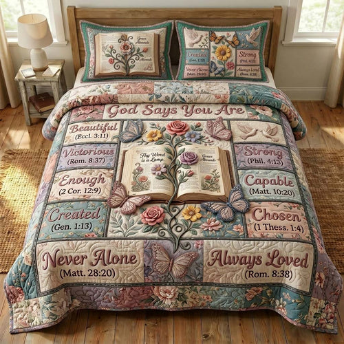 God Says 3-Piece Quilted Bedding Set GDTONTD738