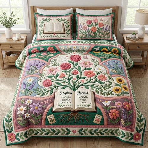 Rooted Grace 3-Piece Quilted Bedding Set GDTONTD740