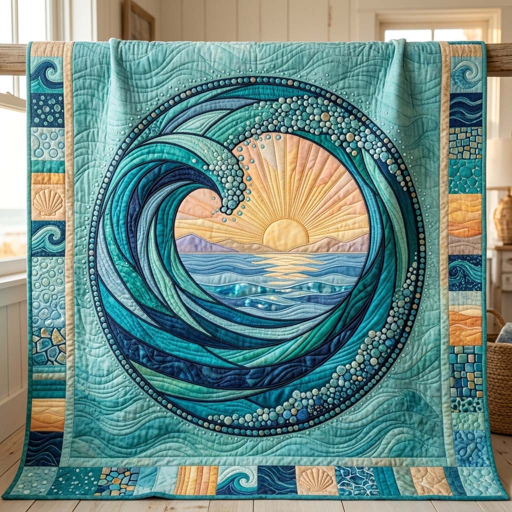 Ocean Sunrise Quilted Blanket GDTONTD80
