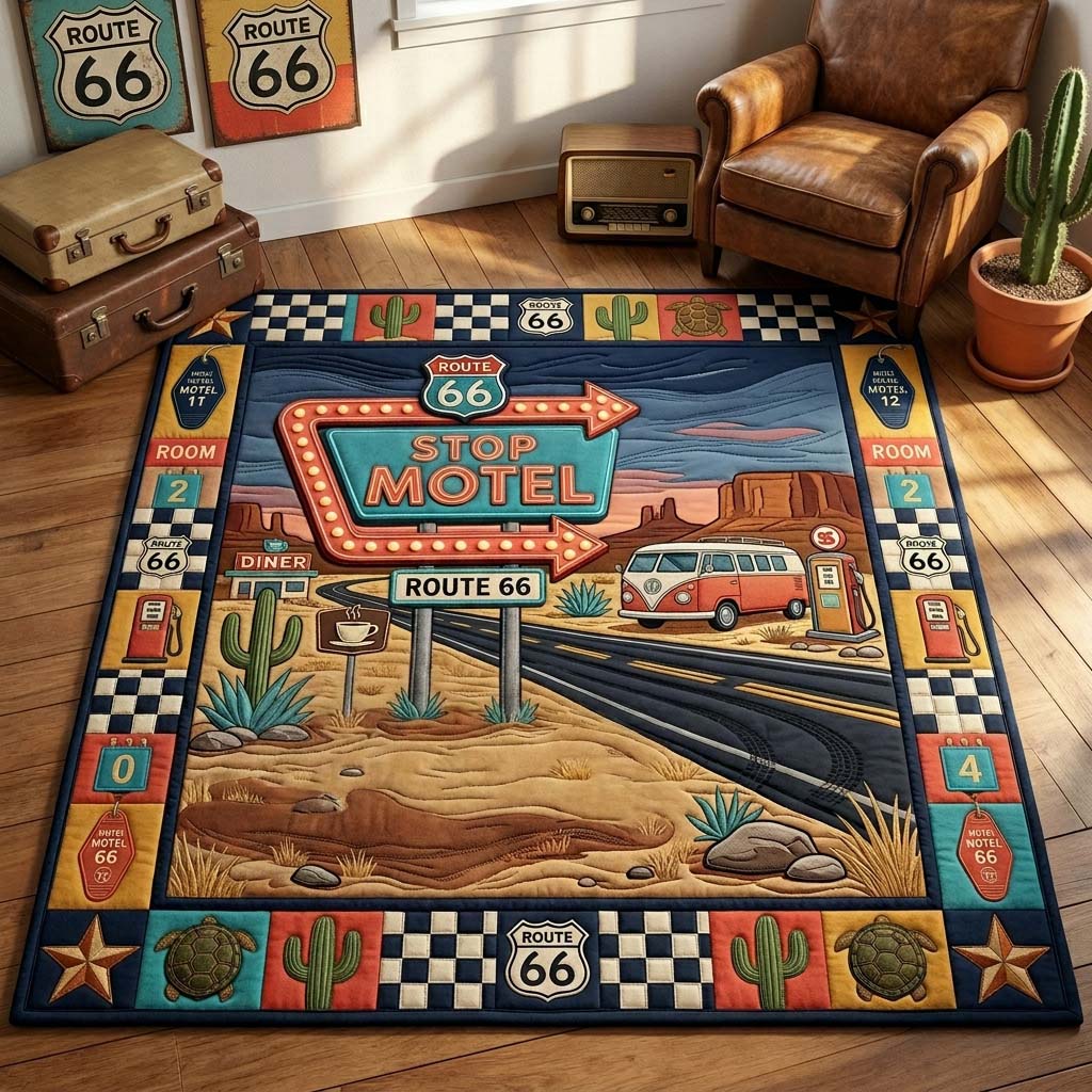 Retro Motel Stop Area Rug GDTONTD801