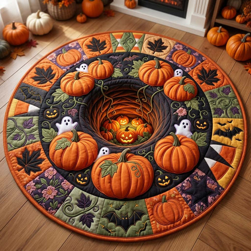 Pumpkin Hollow Night Quilted Round Mat GDTONTD814