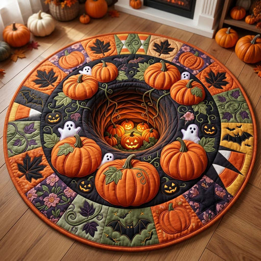 Pumpkin Hollow Night Quilted Round Mat GDTONTD814