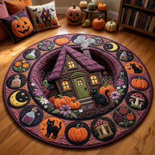 Witch Cottage Garden Quilted Round Mat GDTONTD815