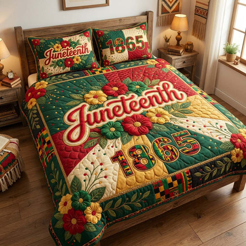 Juneteenth Floral 1865 3-Piece Quilted Bedding Set GDTONTD842