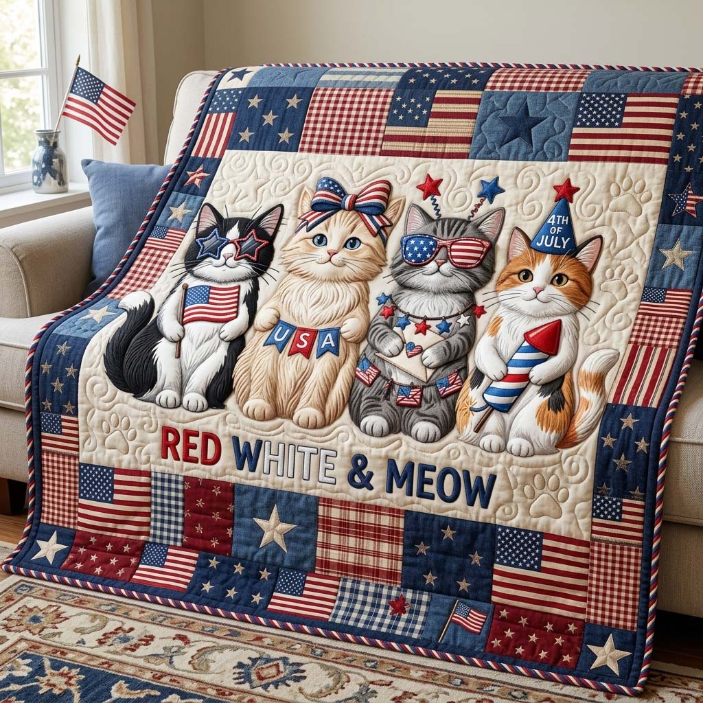 Meow Parade Kitties Quilted Blanket GDTONTD848