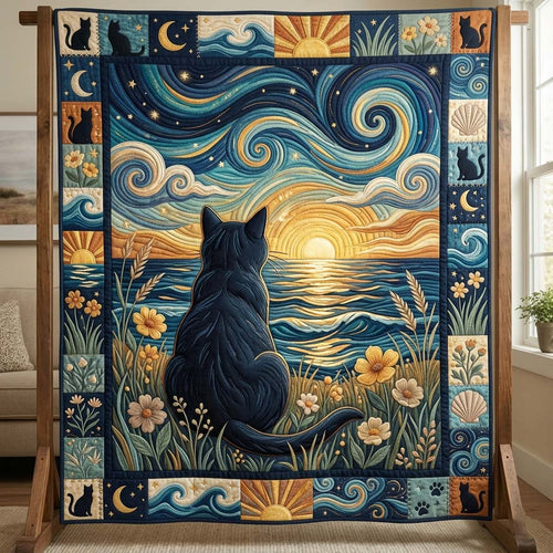 Sunset Cat Dreams Quilted Blanket GDTONTD855