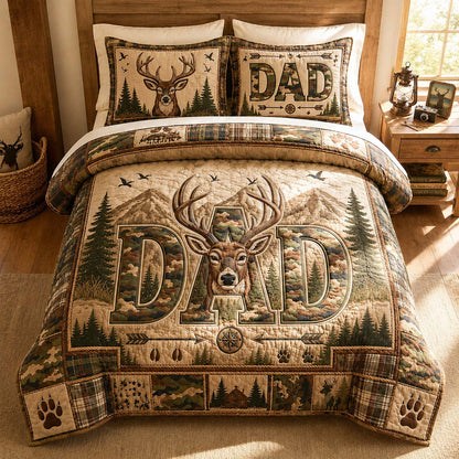 Camouflage Deer Dad 3-Piece Quilted Bedding Set GDTONTD871