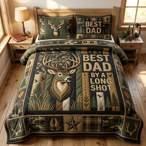 Best Dad Long Shot 3-Piece Quilted Bedding Set GDTONTD872