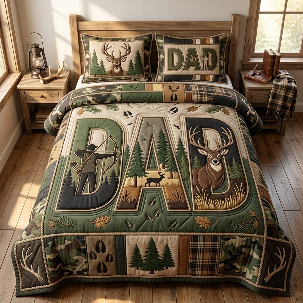 Hunter Dad Legacy 3-Piece Quilted Bedding Set GDTONTD874