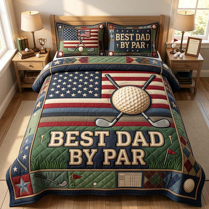 Patriotic Golf Dad 3-Piece Quilted Bedding Set GDTONTD878