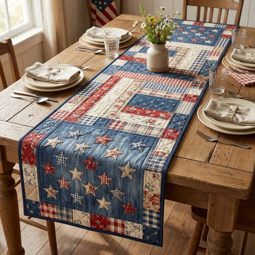 Patriotic Patchwork Quilted Table Runner GDTONTD88