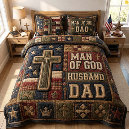 Man Of God Dad 3-Piece Quilted Bedding Set GDTONTD882