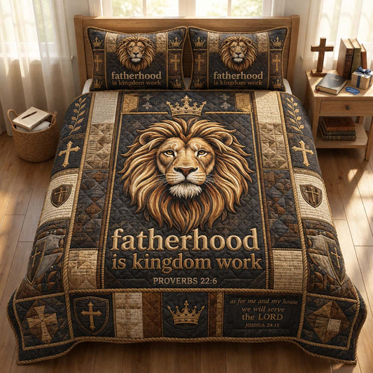 Lion Fatherhood Legacy 3-Piece Quilted Bedding Set GDTONTD884