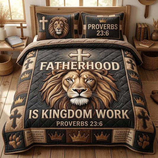 Lion Fatherhood  3-Piece Quilted Bedding Set GDTONTD886