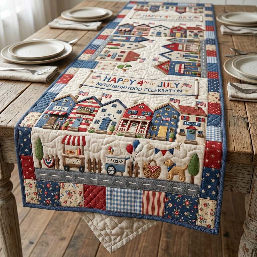 Freedom Village Quilted Table Runner GDTONTD89