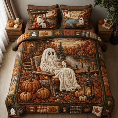 Pattern Pumpkin Harvest 3-Piece Quilted Bedding Set GDTONTD907