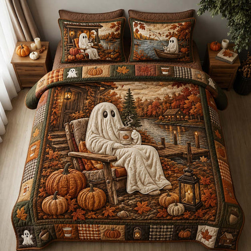 Pattern Pumpkin Harvest 3-Piece Quilted Bedding Set GDTONTD907