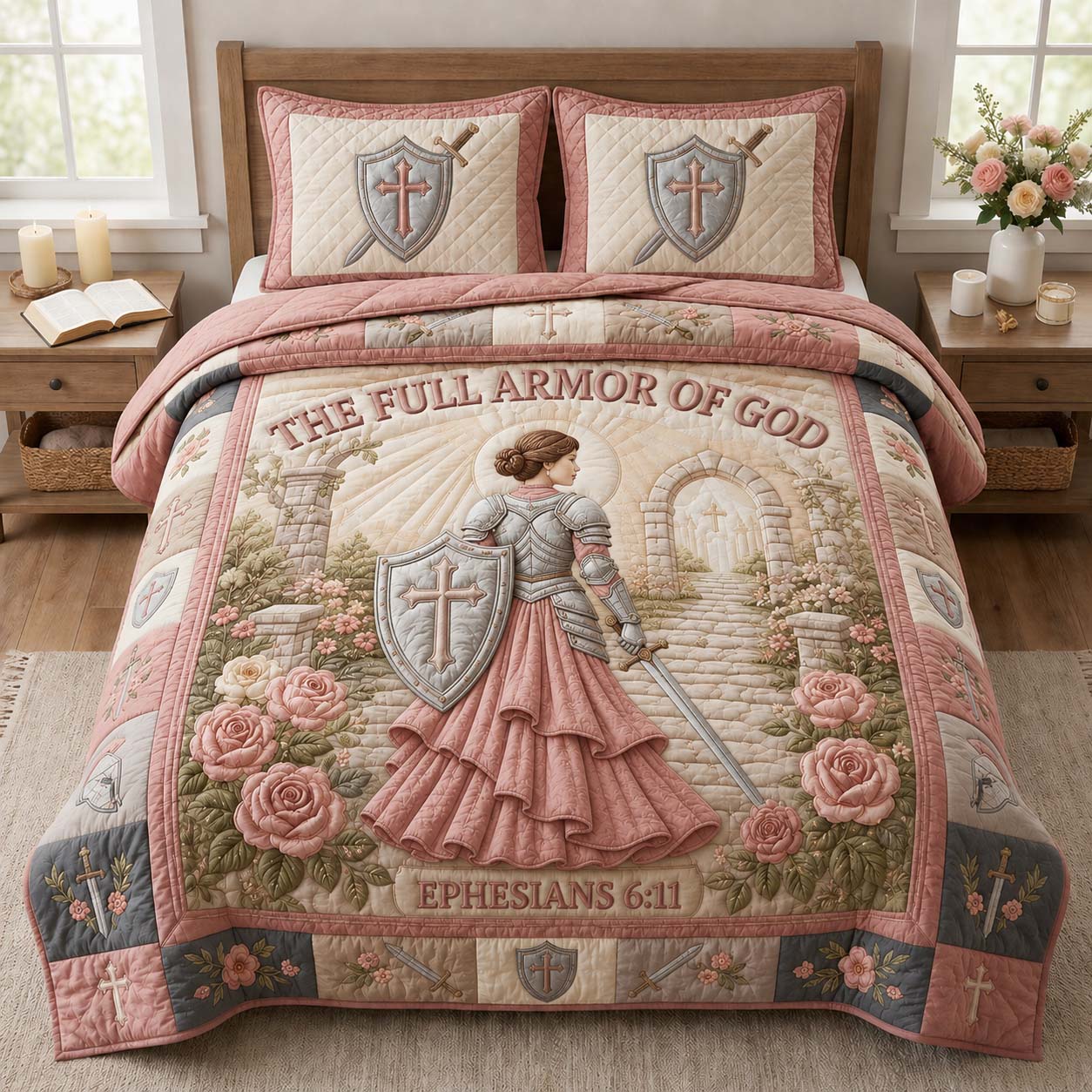 Full Armor Grace 3-Piece Quilted Bedding Set GDTONTD912