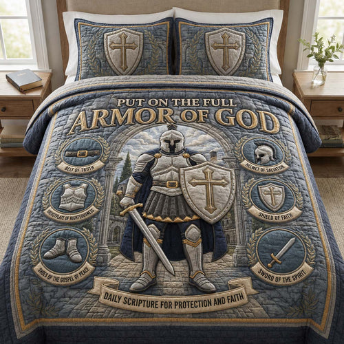 Scripture Armor Knight 3-Piece Quilted Bedding Set GDTONTD914