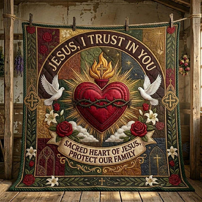 Jesus Trust Heart Quilted Blanket GDTONTD945